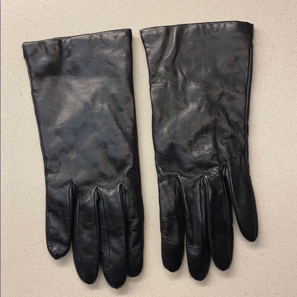 Black Leather Cashmere Lined Gloves